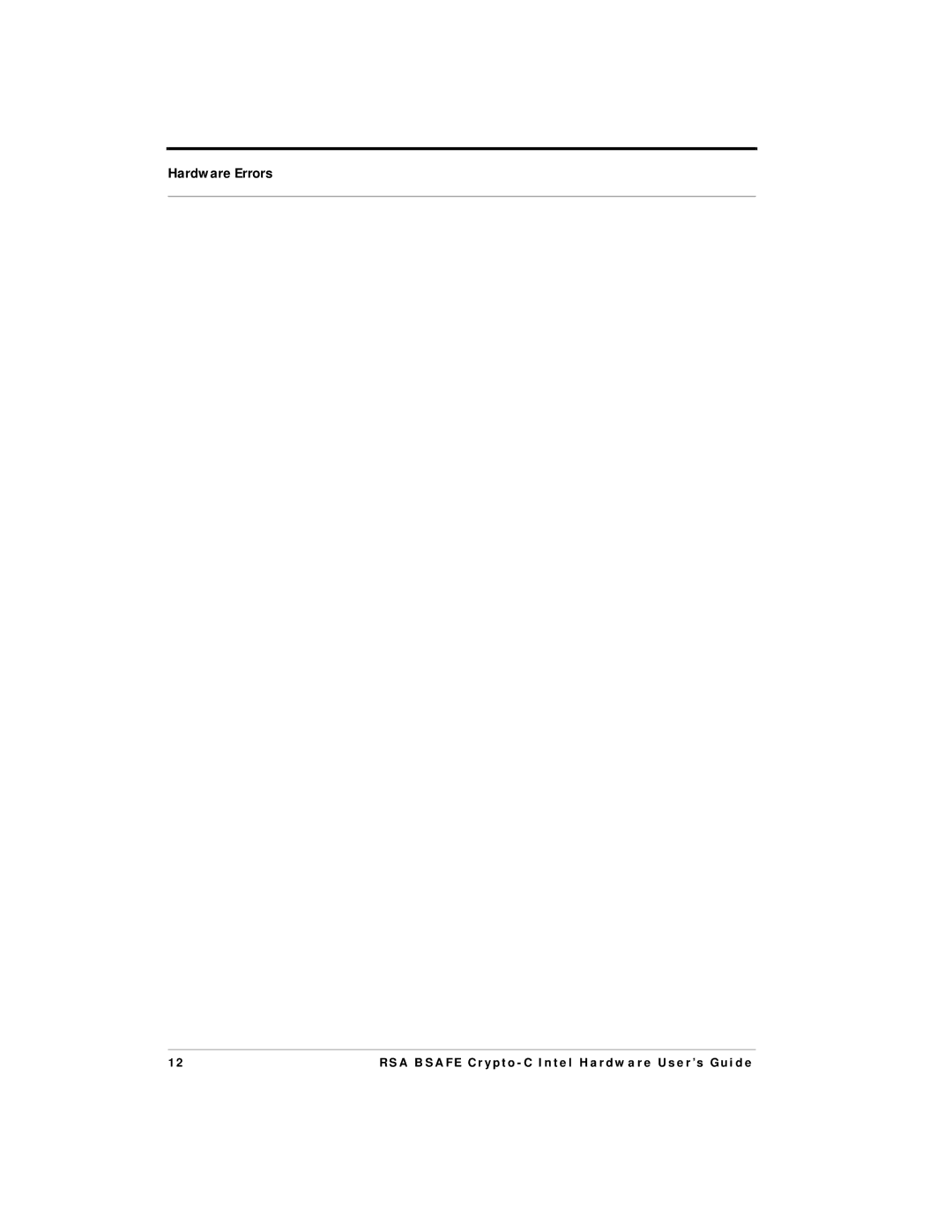 RSA Security 4.3 manual Hardware Errors 