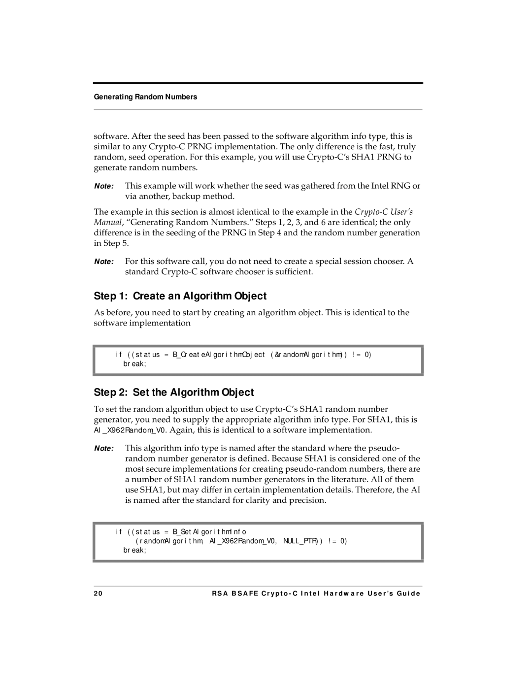 RSA Security 4.3 manual Create an Algorithm Object 