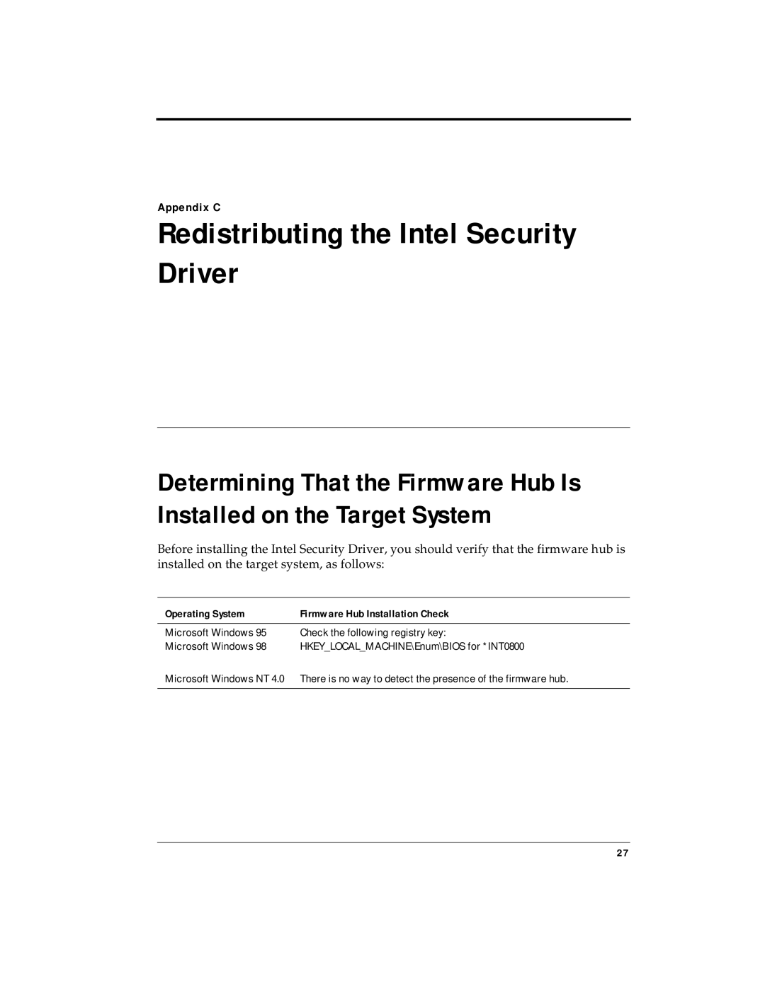 RSA Security 4.3 manual Redistributing the Intel Security Driver 