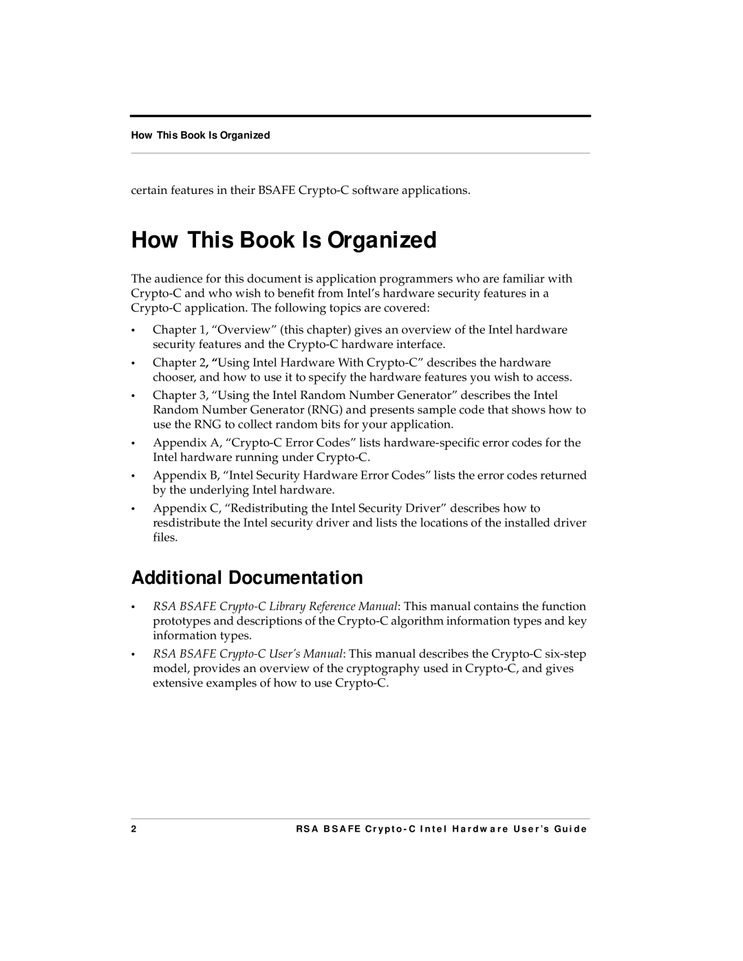 RSA Security 4.3 manual How This Book Is Organized, Additional Documentation 