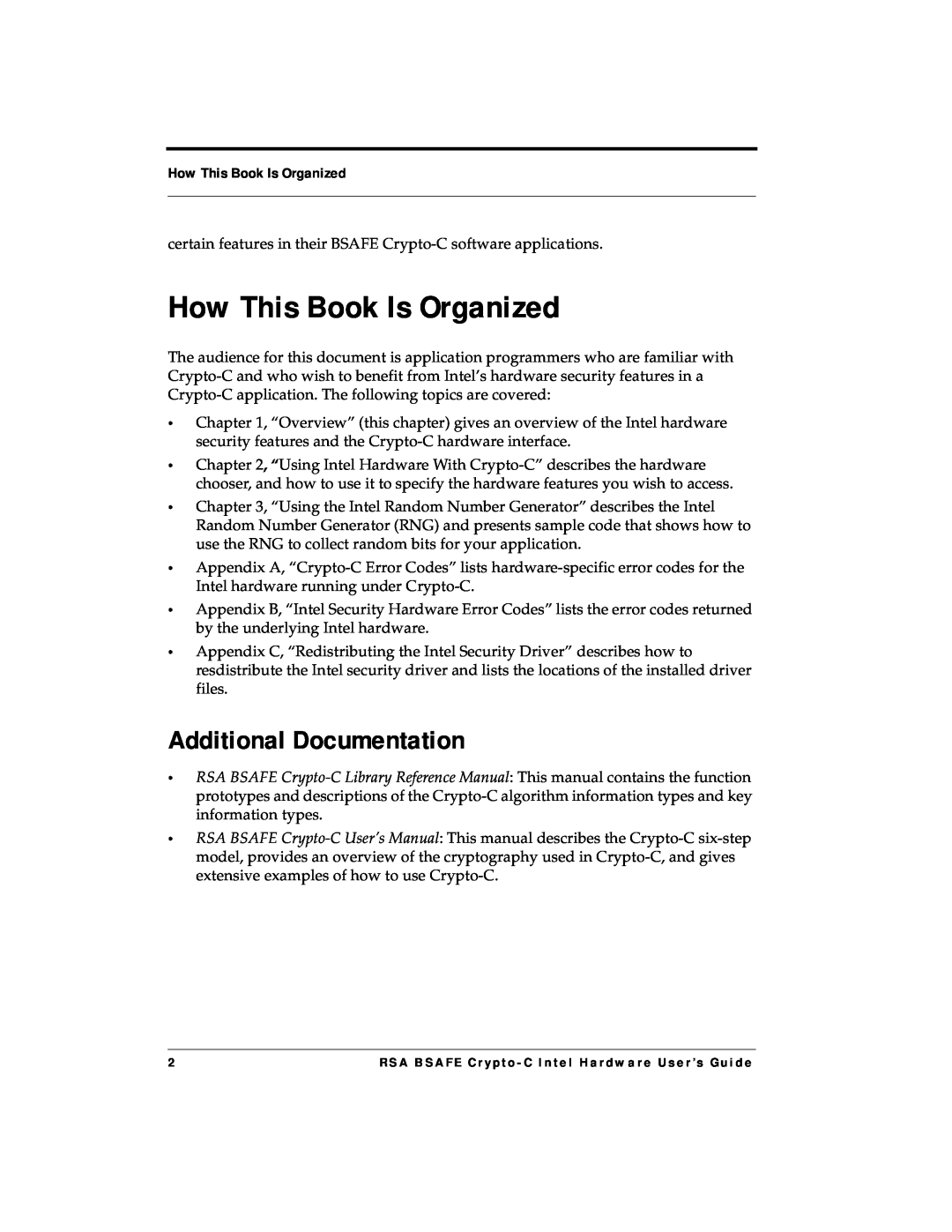 RSA Security 4.3 manual How This Book Is Organized, Additional Documentation 