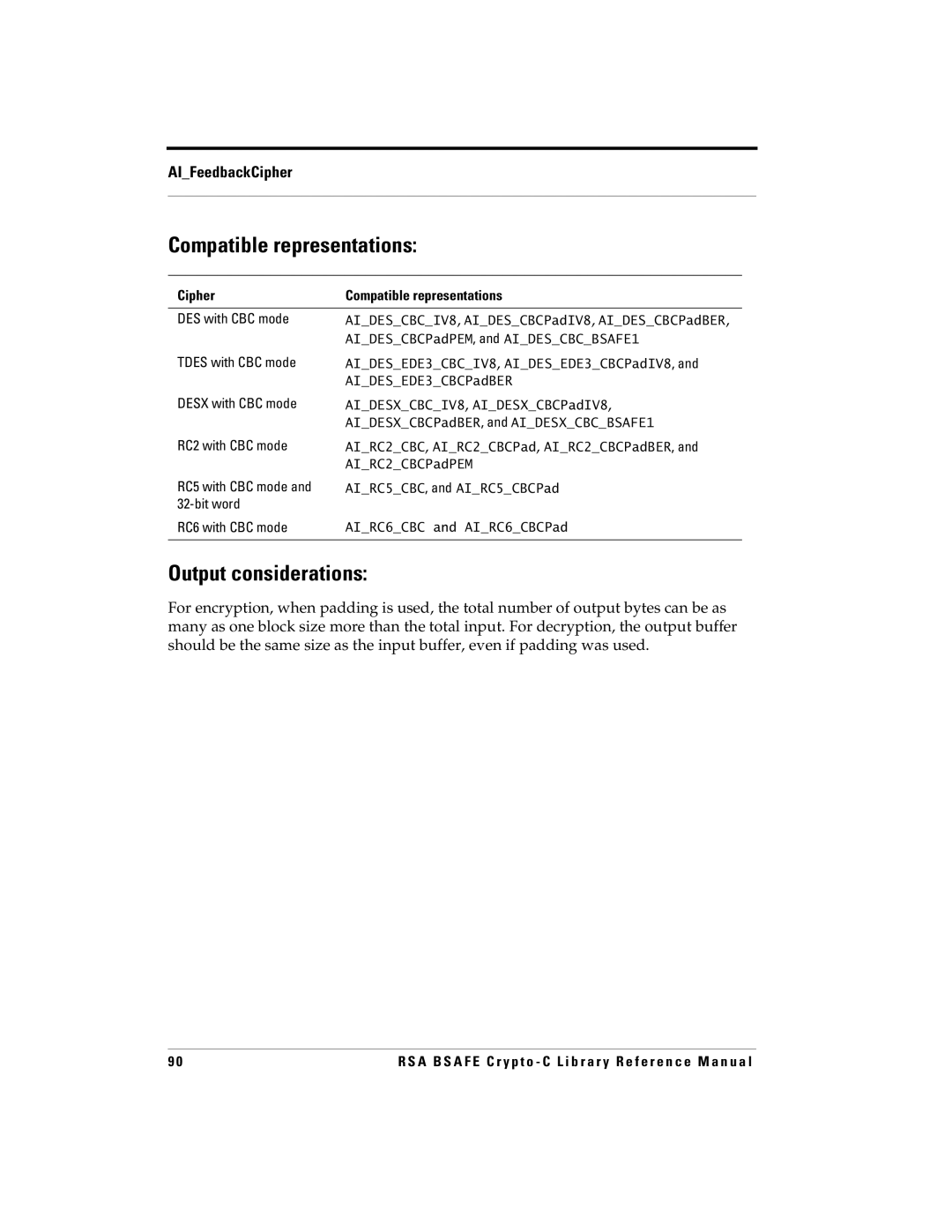 RSA Security 5 manual Compatible representations 