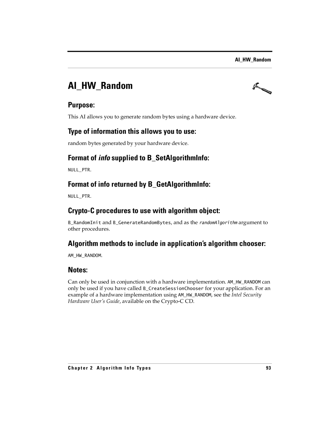 RSA Security 5 manual AIHWRandom, Random bytes generated by your hardware device, Other procedures 