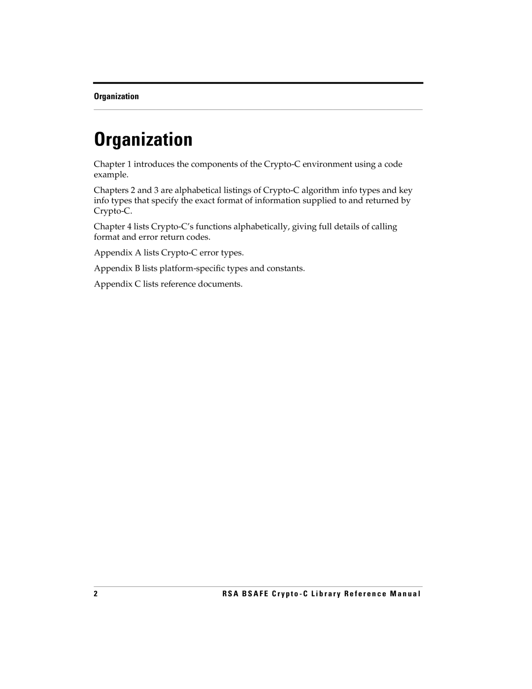 RSA Security 5 manual Organization 