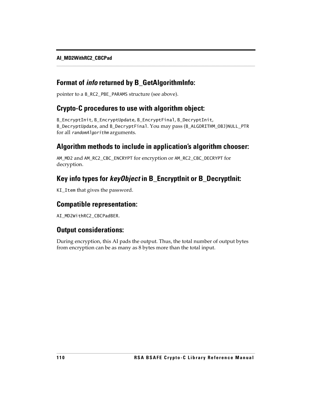 RSA Security 5 manual Pointer to a BRC2PBEPARAMS structure see above 