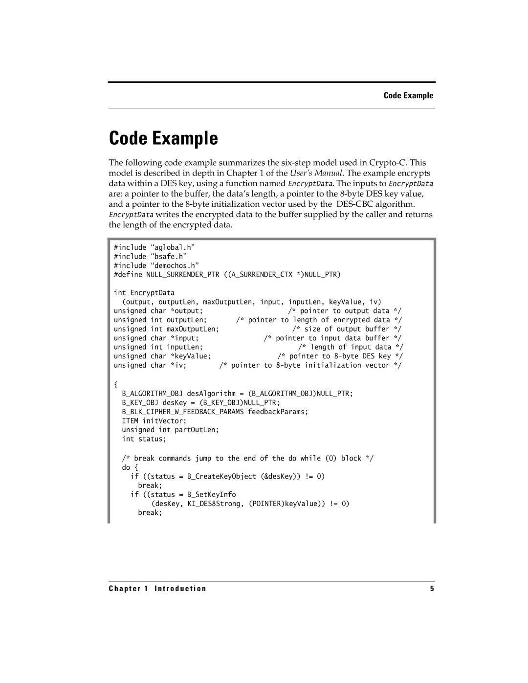 RSA Security 5 manual Code Example 