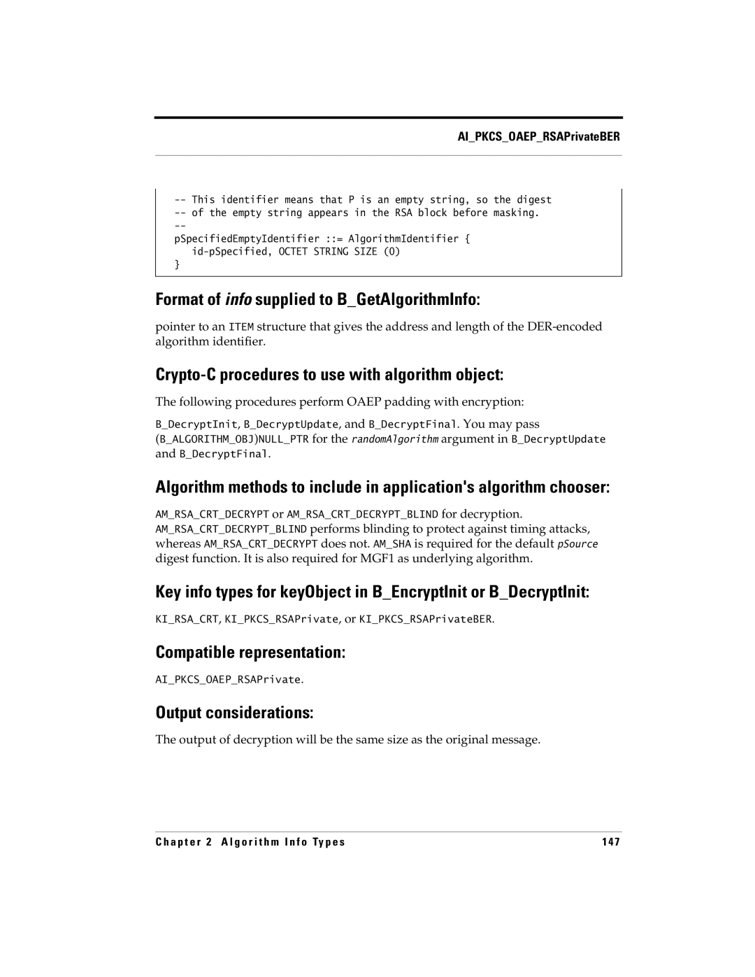 RSA Security 5 manual Following procedures perform Oaep padding with encryption 