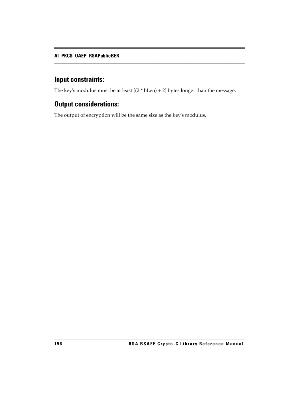 RSA Security 5 manual Input constraints 