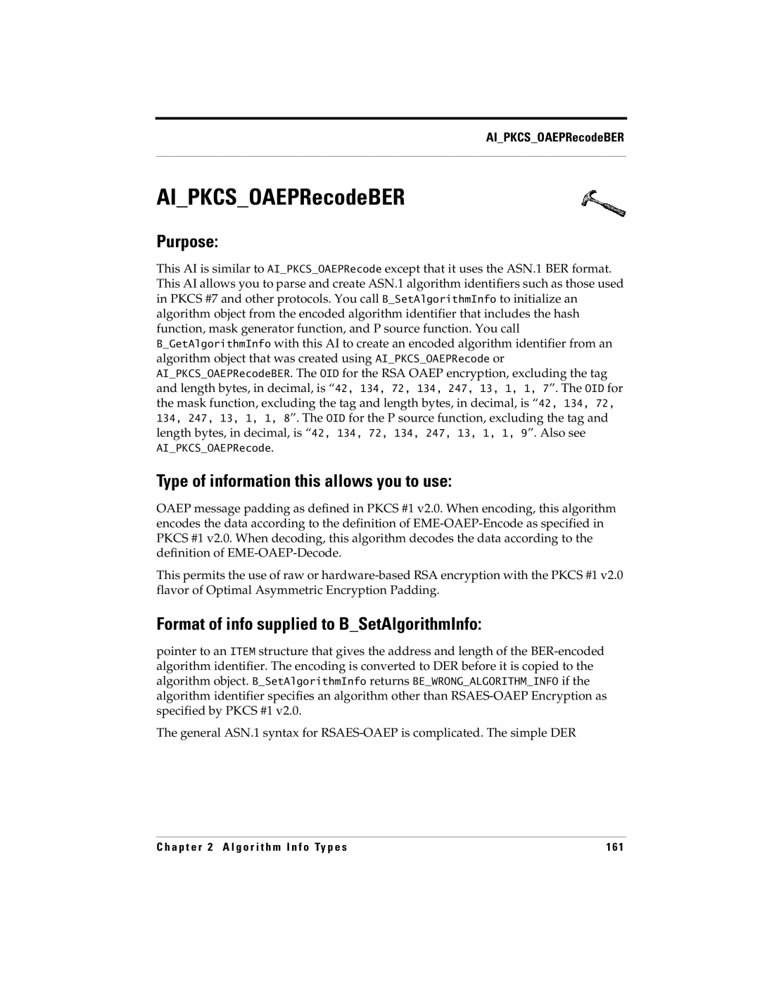 RSA Security 5 manual AIPKCSOAEPRecodeBER 