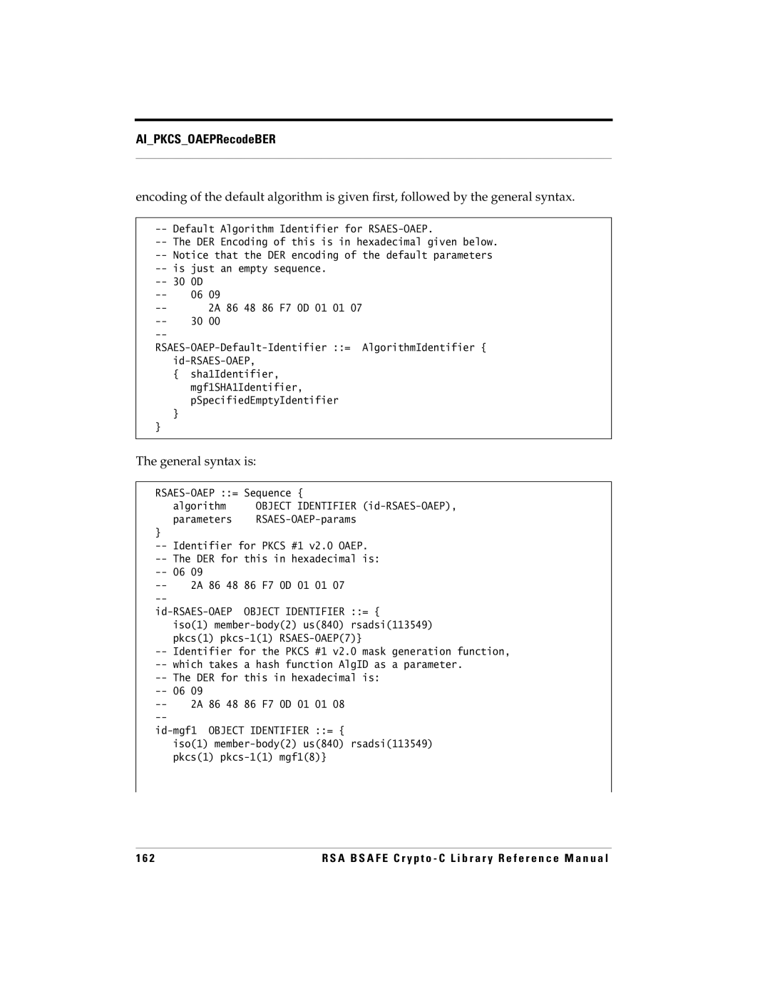 RSA Security 5 manual General syntax is 