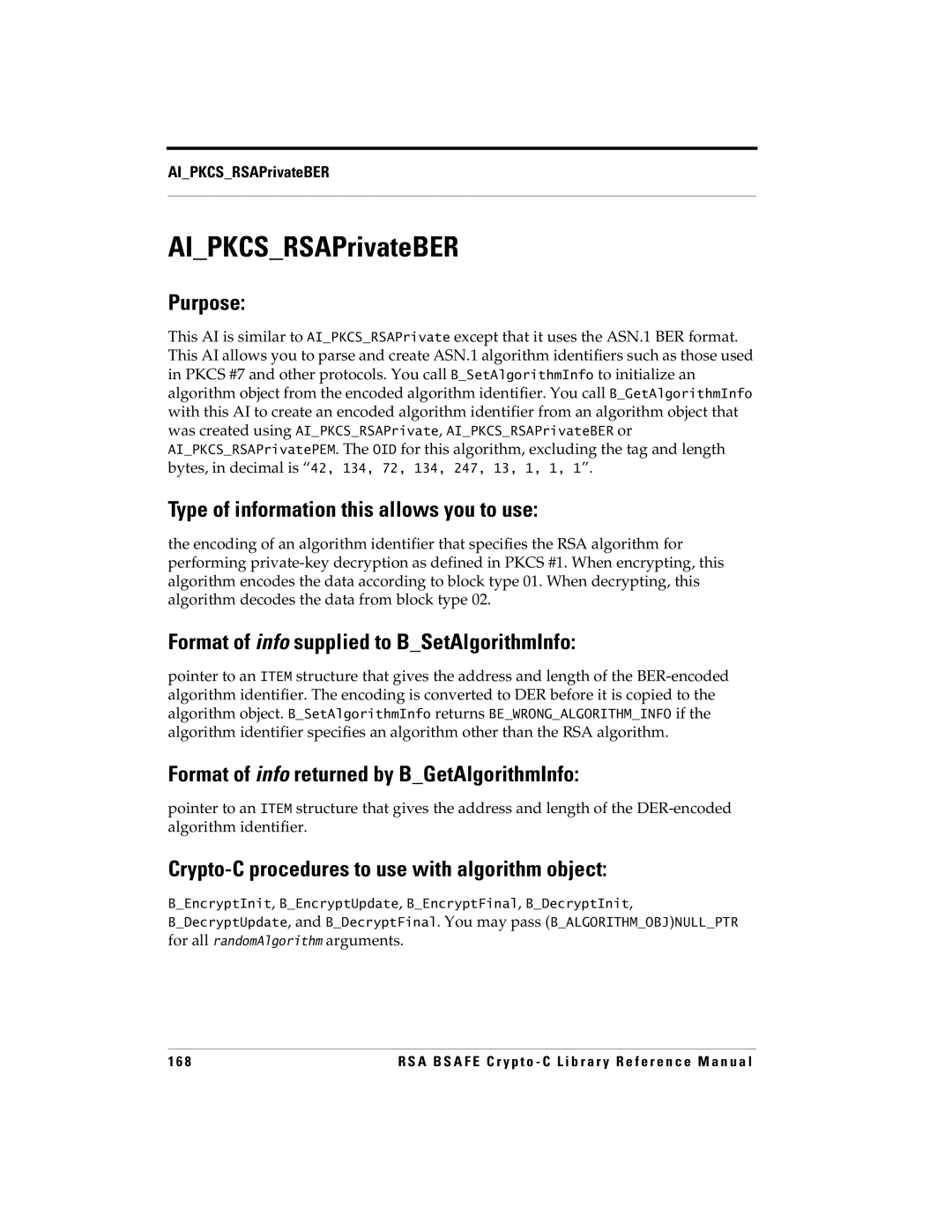 RSA Security 5 manual AIPKCSRSAPrivateBER 