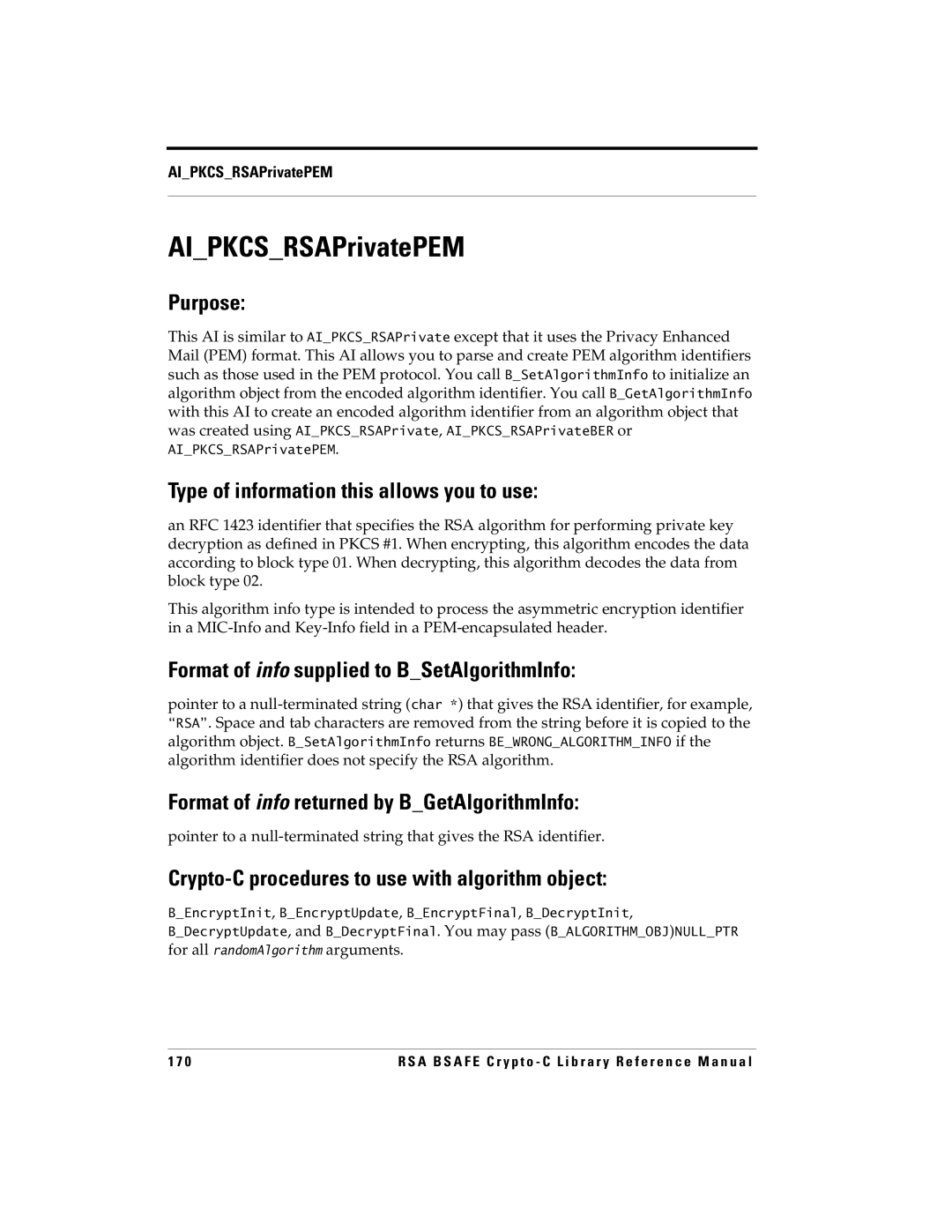 RSA Security 5 manual AIPKCSRSAPrivatePEM 