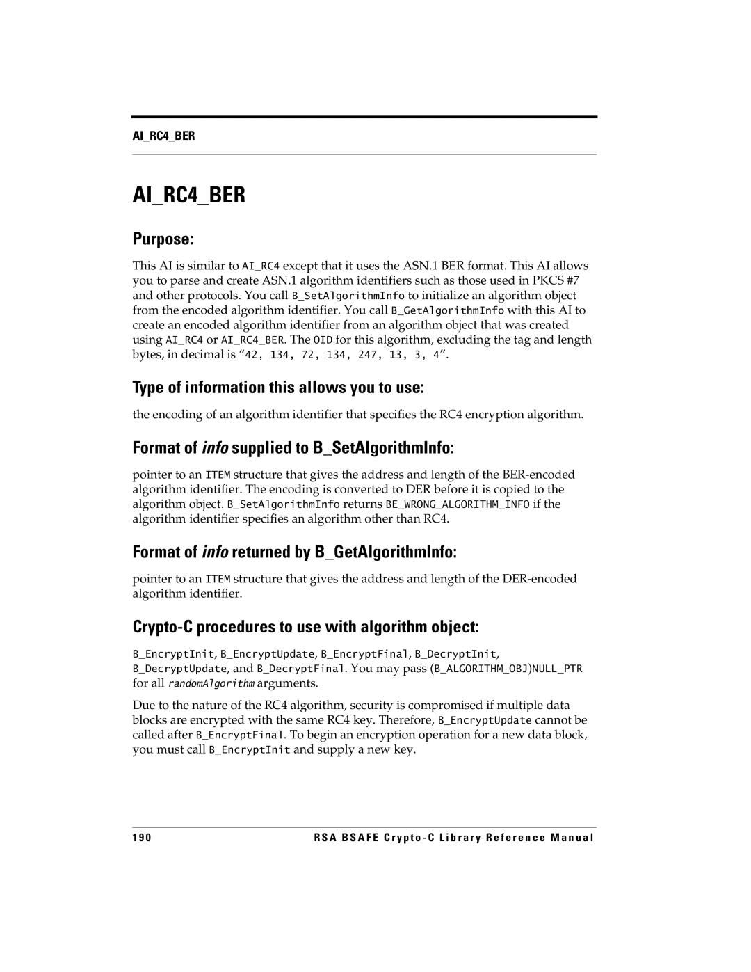 RSA Security 5 manual AIRC4BER 