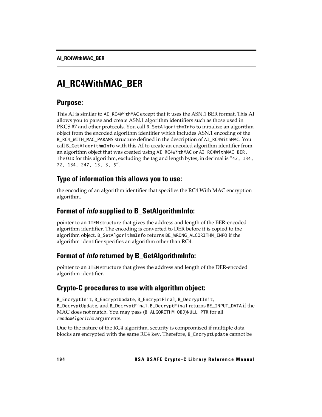 RSA Security 5 manual AIRC4WithMACBER 