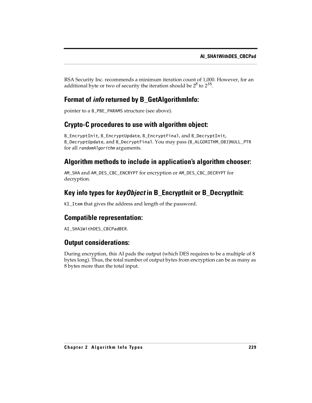 RSA Security 5 manual Pointer to a Bpbeparams structure see above, KIItem that gives the address and length of the password 