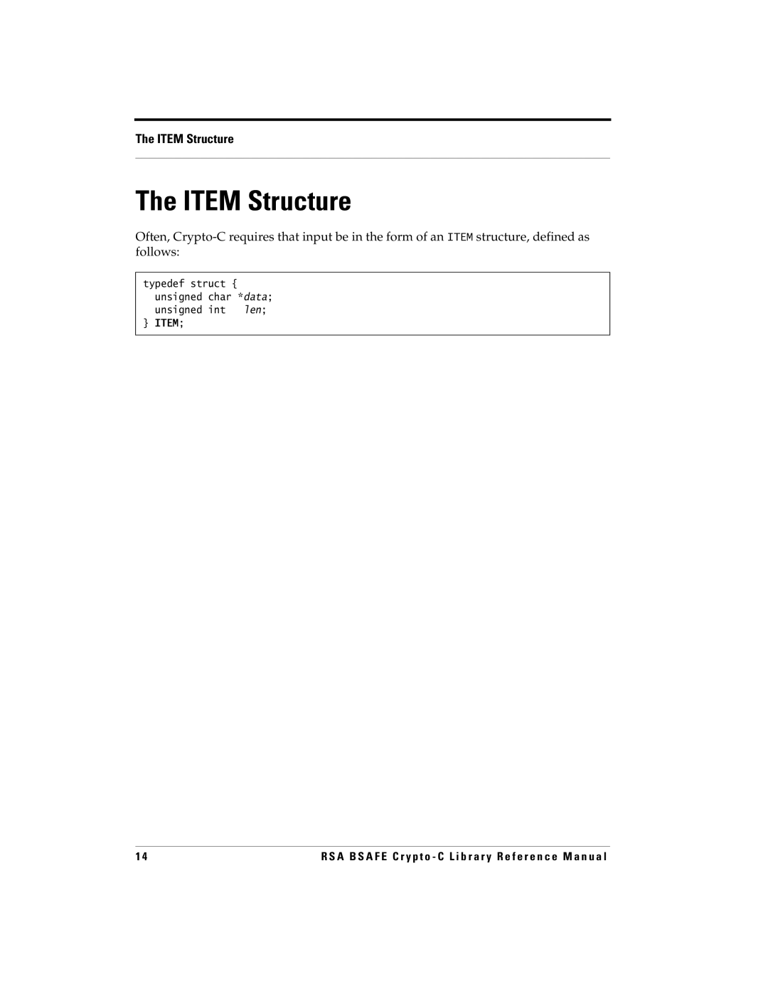 RSA Security 5 manual Item Structure 