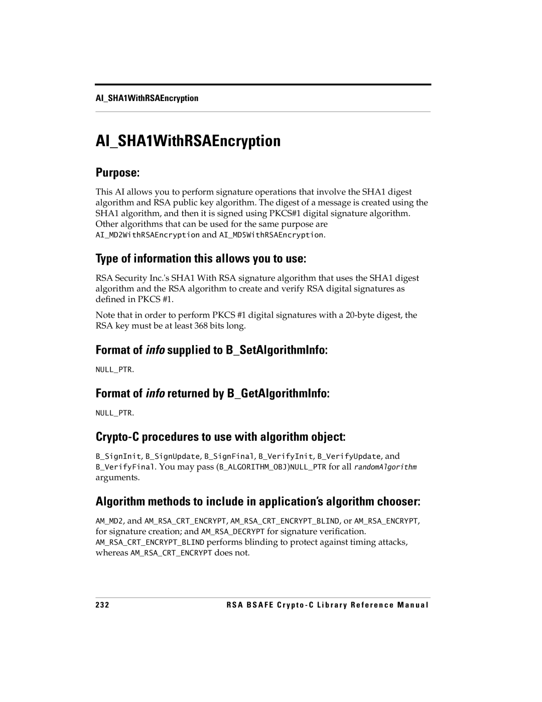 RSA Security 5 manual AISHA1WithRSAEncryption 