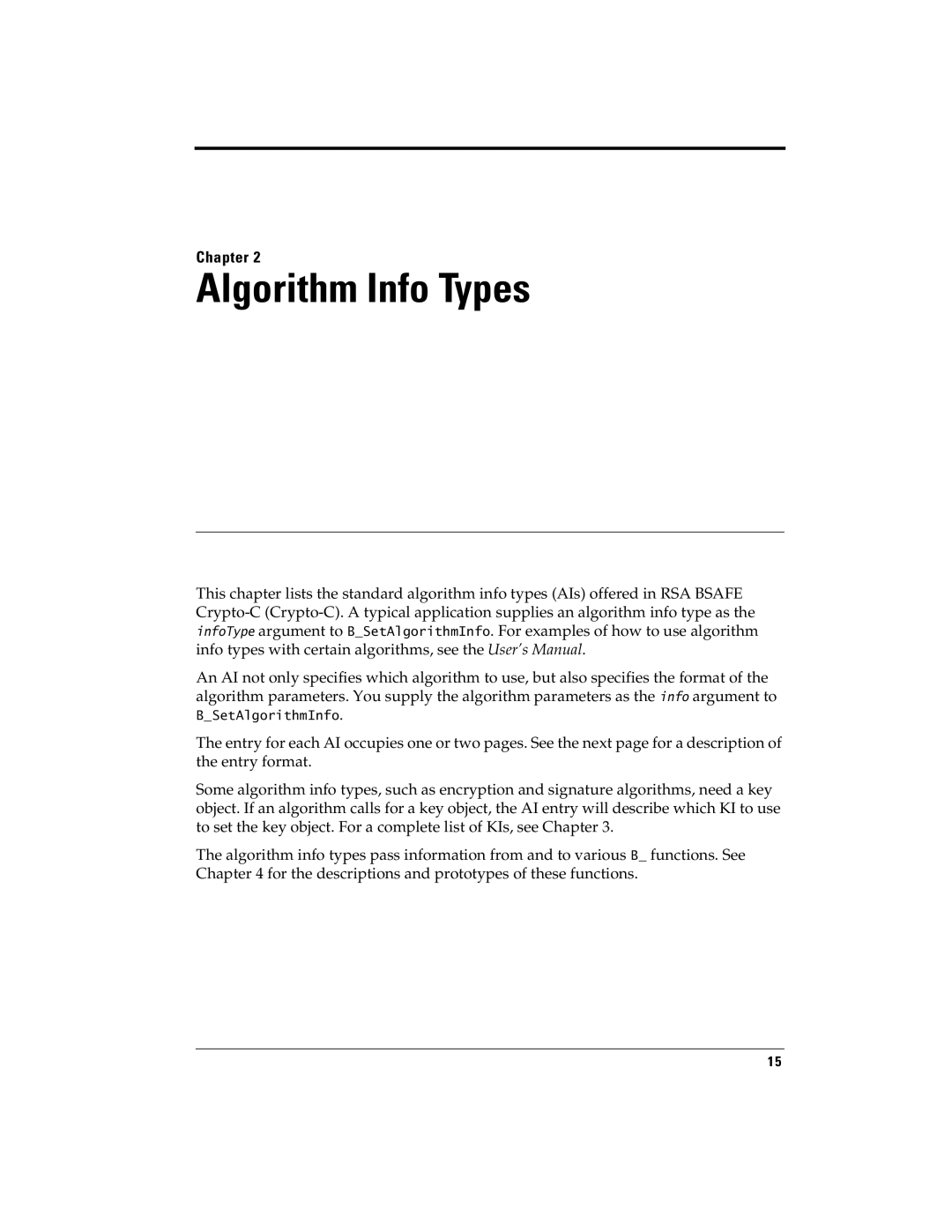 RSA Security 5 manual Algorithm Info Types 