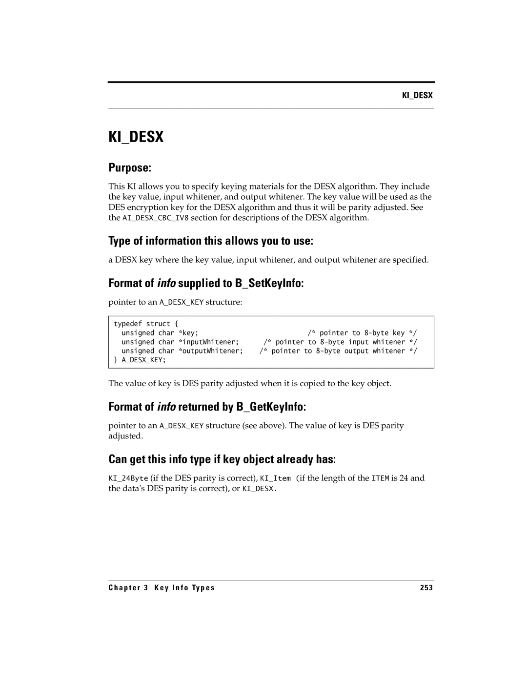 RSA Security 5 manual Kidesx, Pointer to an Adesxkey structure 