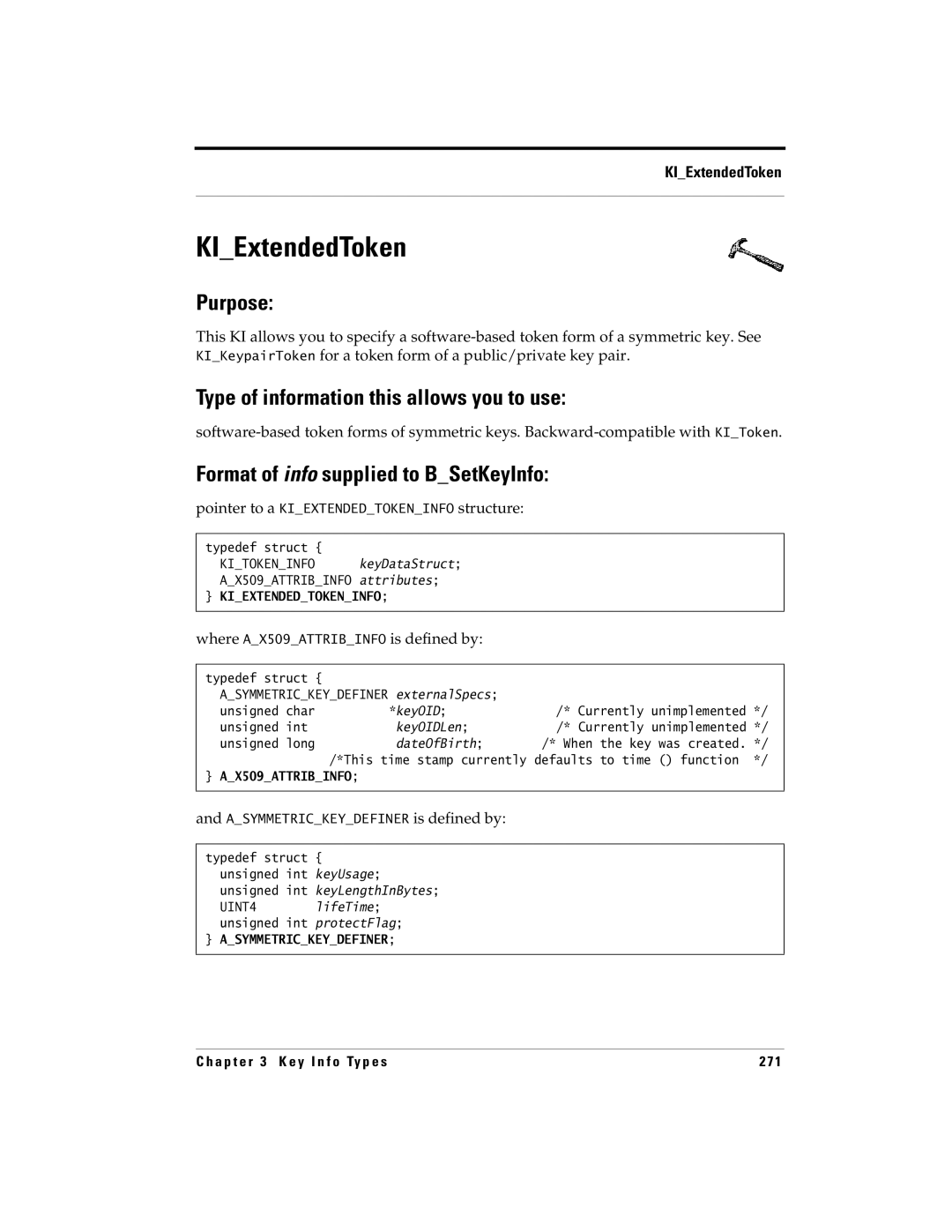 RSA Security manual KIExtendedToken, Pointer to a Kiextendedtokeninfo structure, Where AX509ATTRIBINFO is defined by 