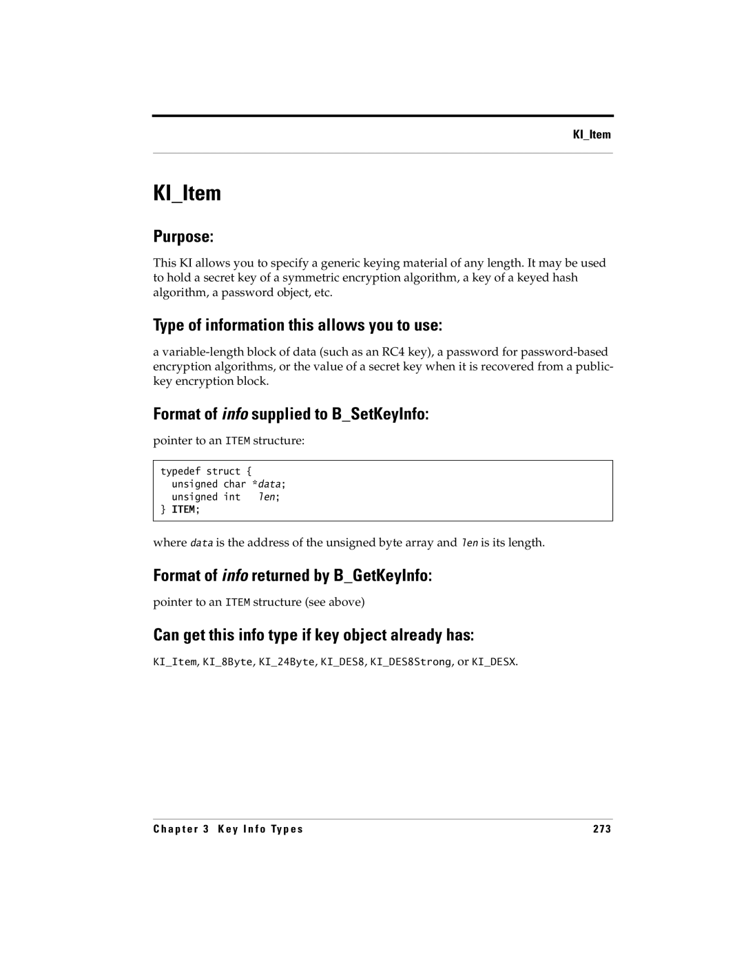 RSA Security 5 manual KIItem, Pointer to an Item structure see above 