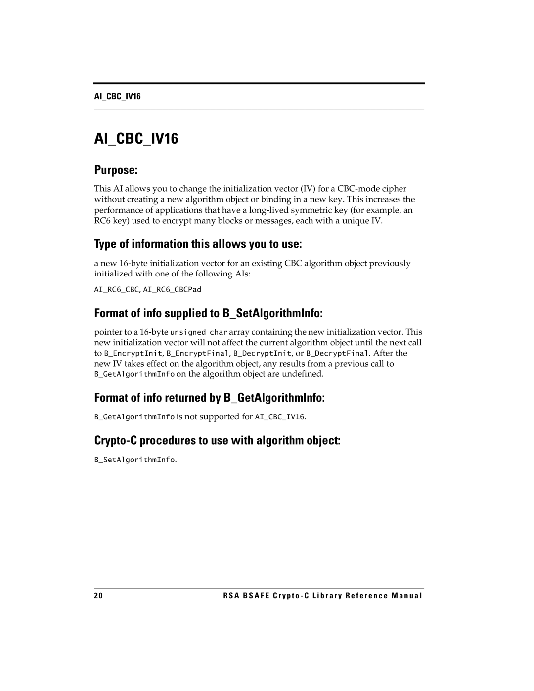 RSA Security 5 manual AICBCIV16, On the algorithm object are undefined 