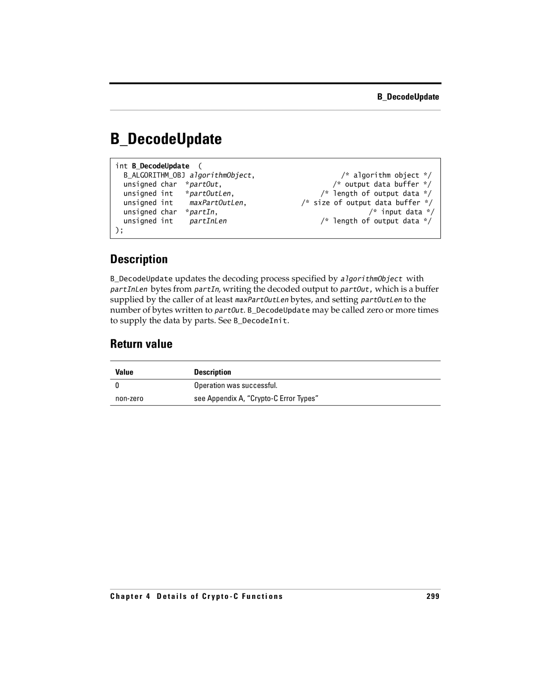 RSA Security 5 manual Int BDecodeUpdate 