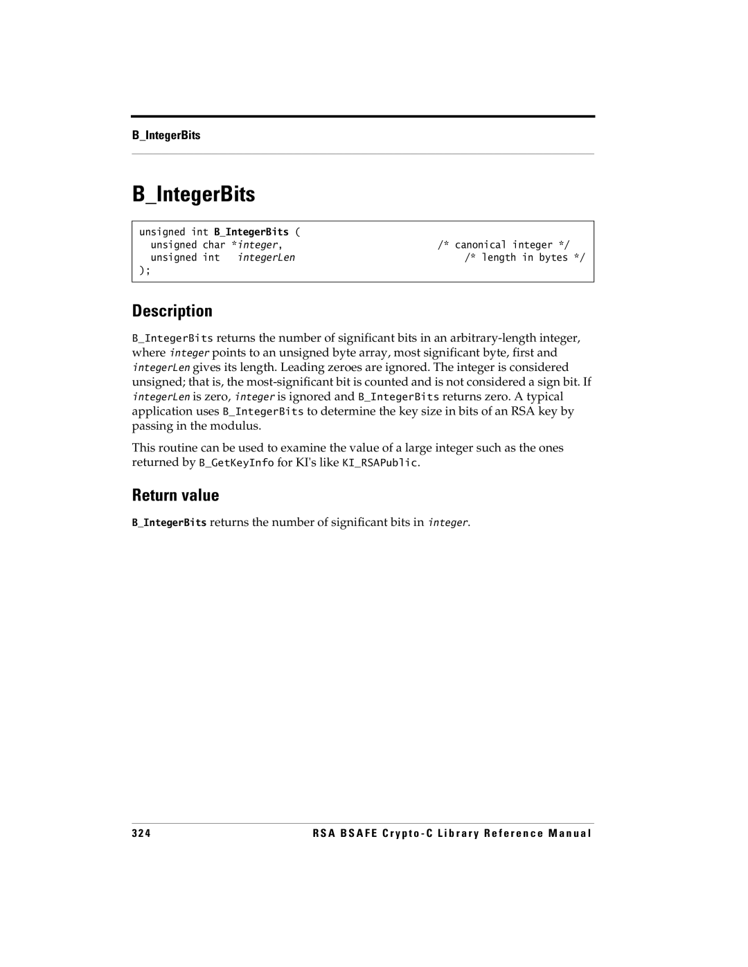 RSA Security 5 manual BIntegerBits 