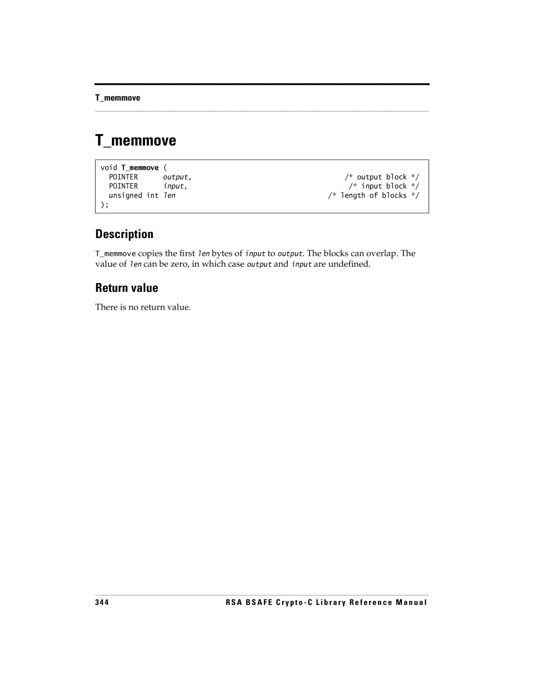 RSA Security 5 manual Void Tmemmove 