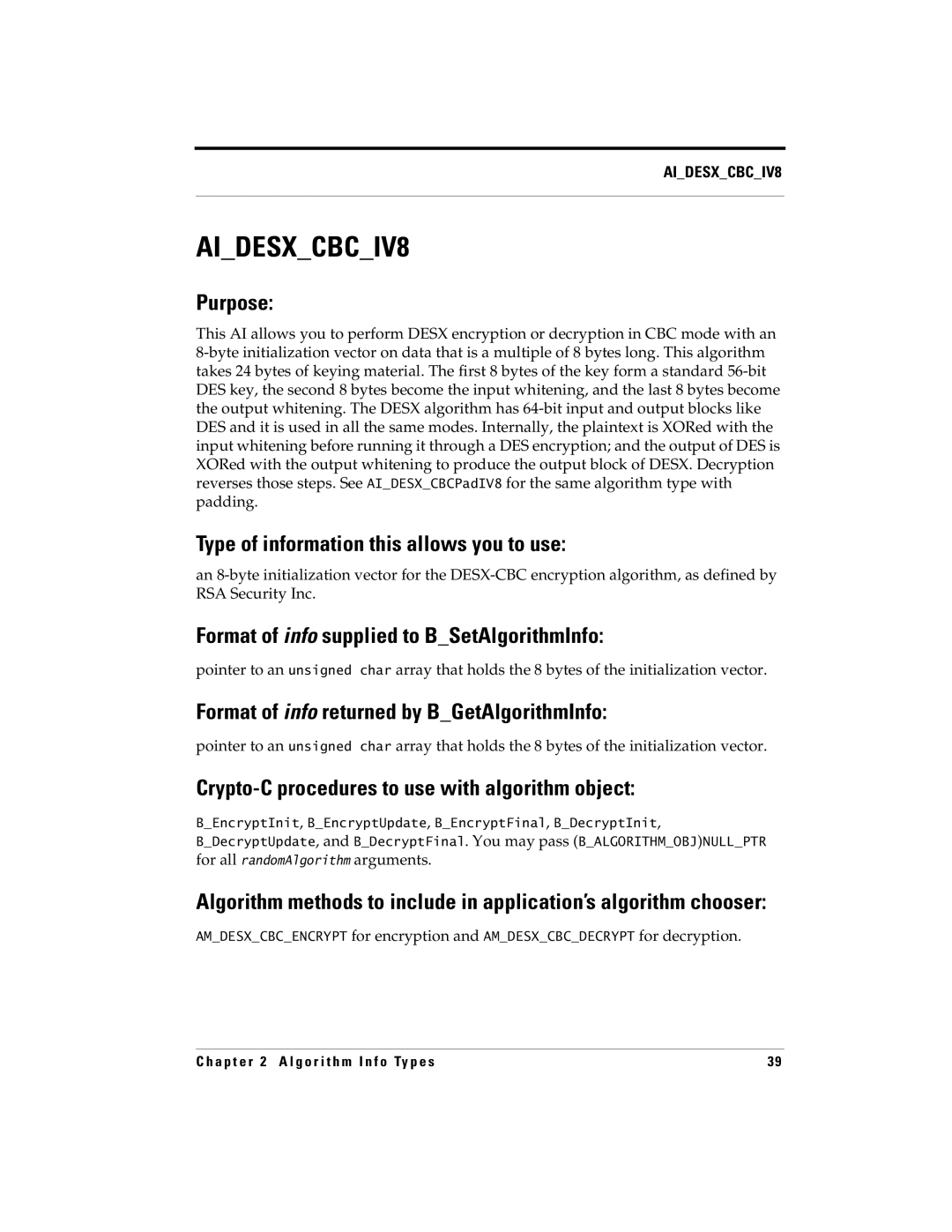 RSA Security 5 manual AIDESXCBCIV8 