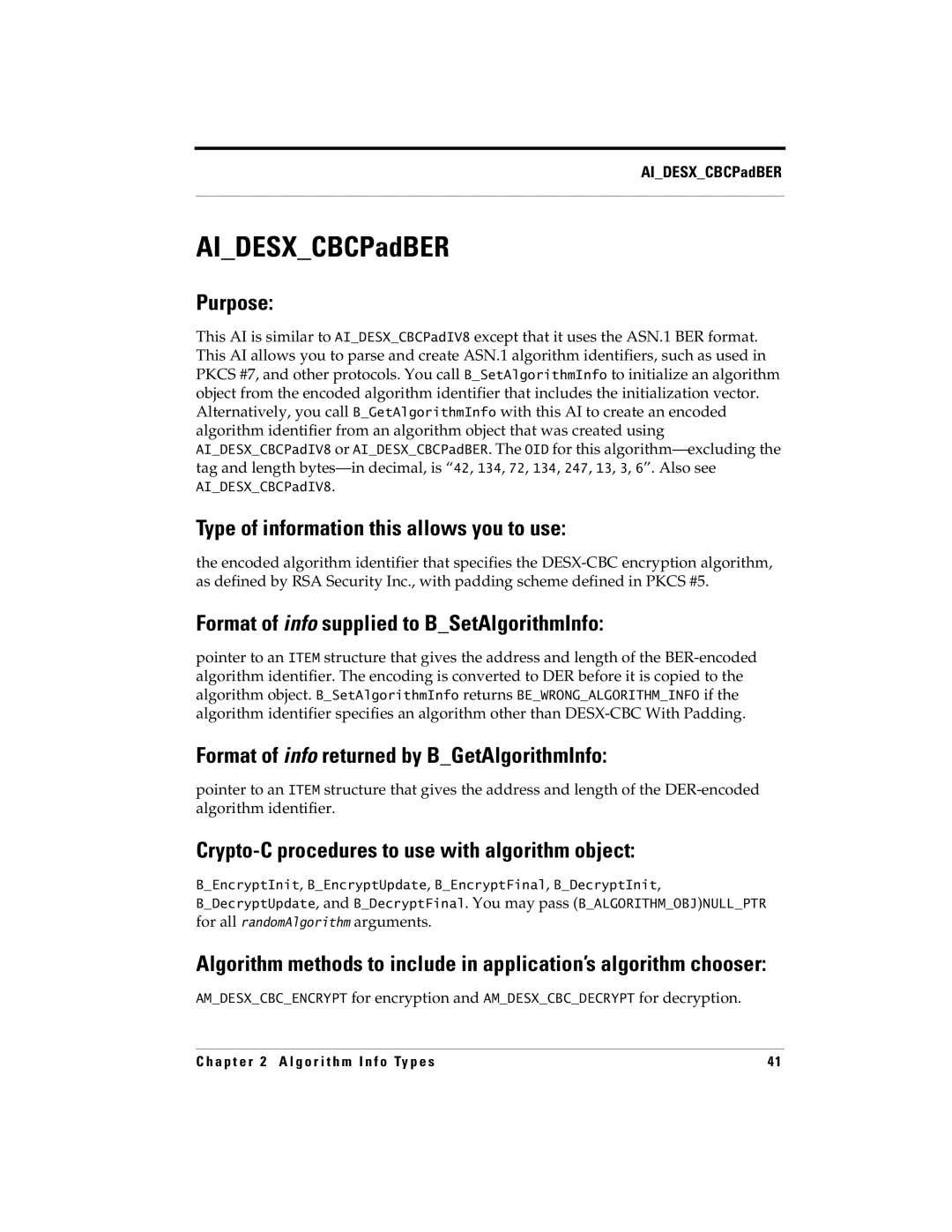 RSA Security 5 manual AIDESXCBCPadBER 