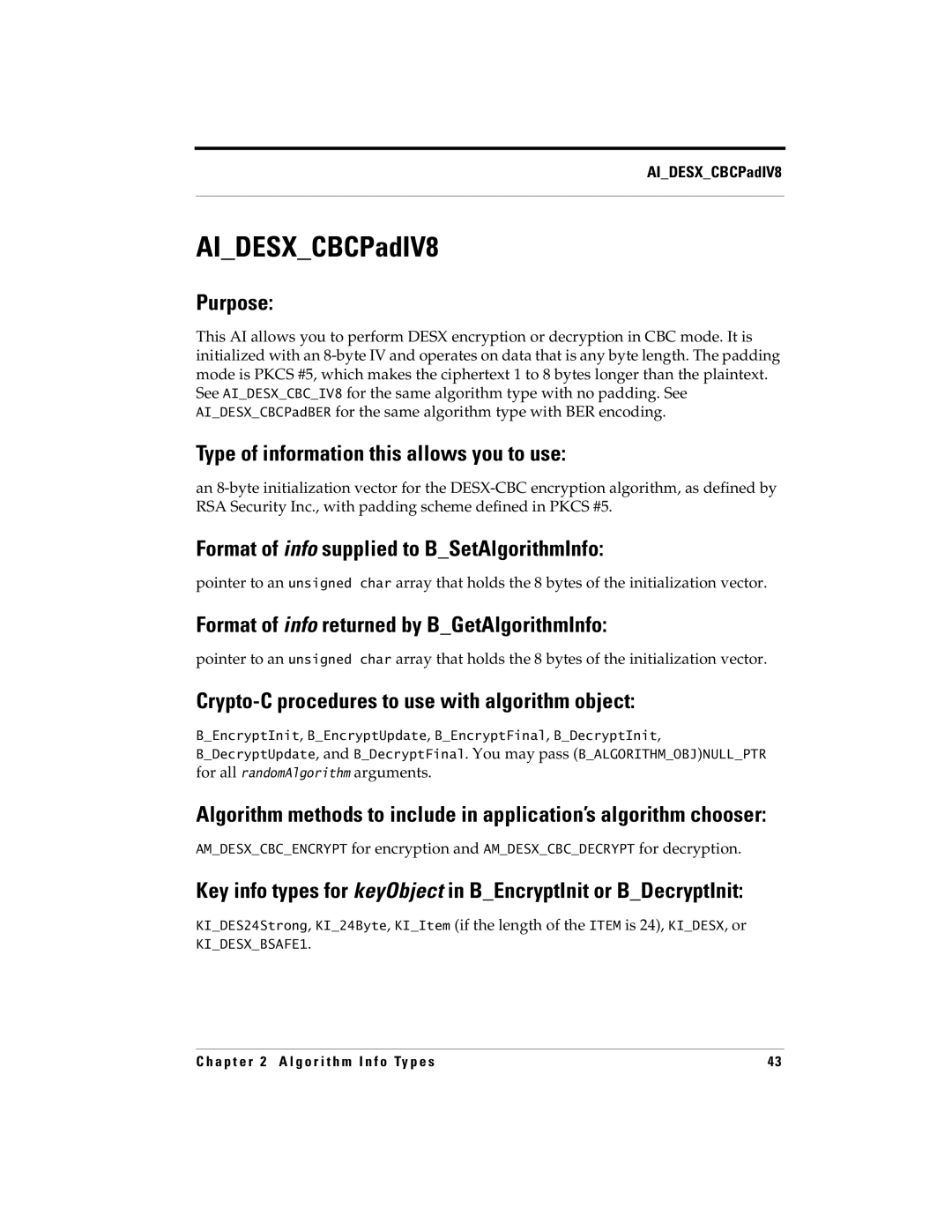 RSA Security 5 manual AIDESXCBCPadIV8 