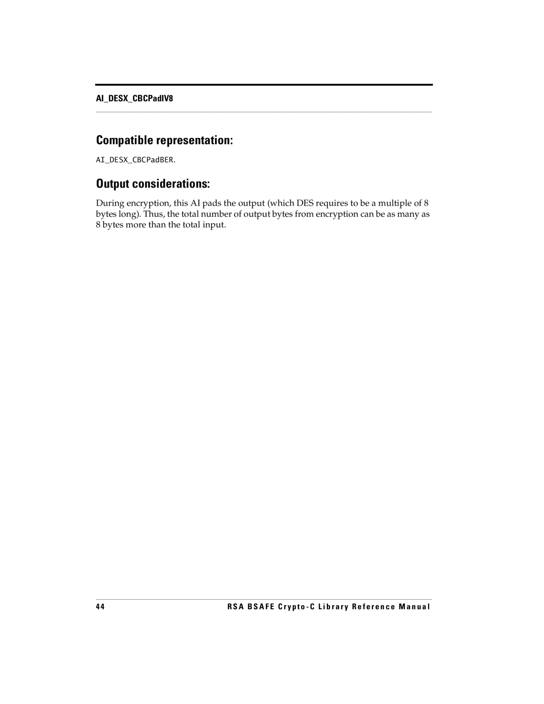 RSA Security 5 manual AIDESXCBCPadBER 