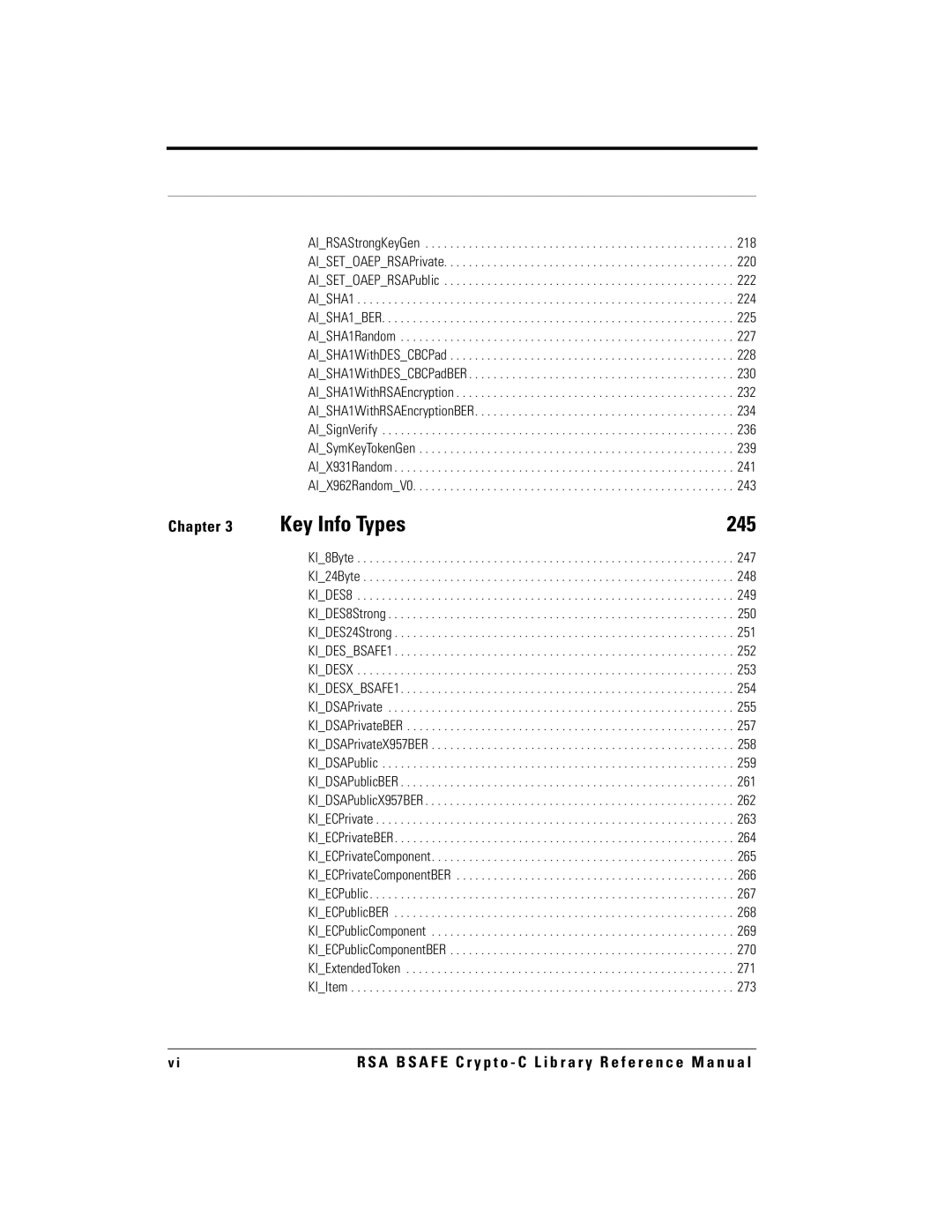 RSA Security manual Key Info Types 245 