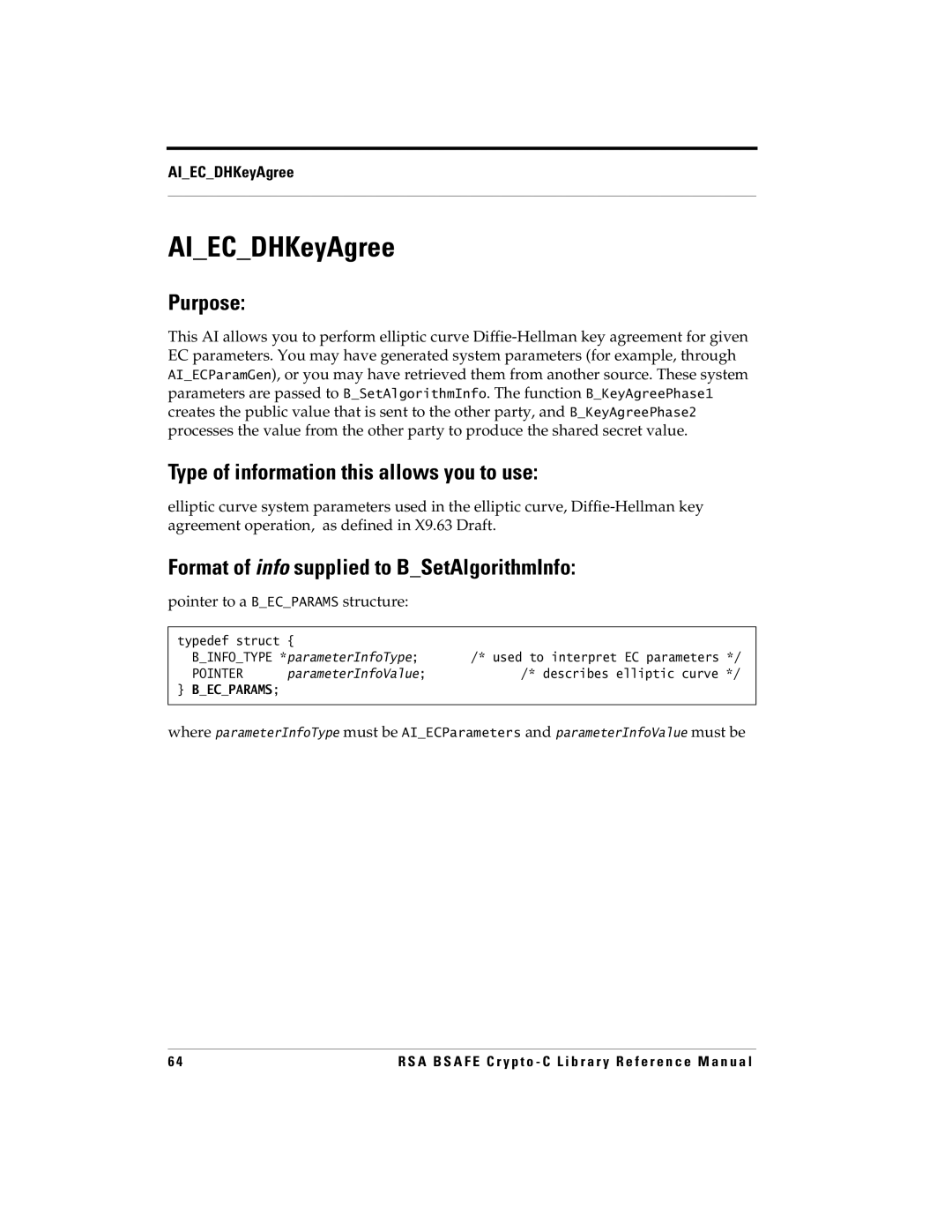 RSA Security 5 manual AIECDHKeyAgree 