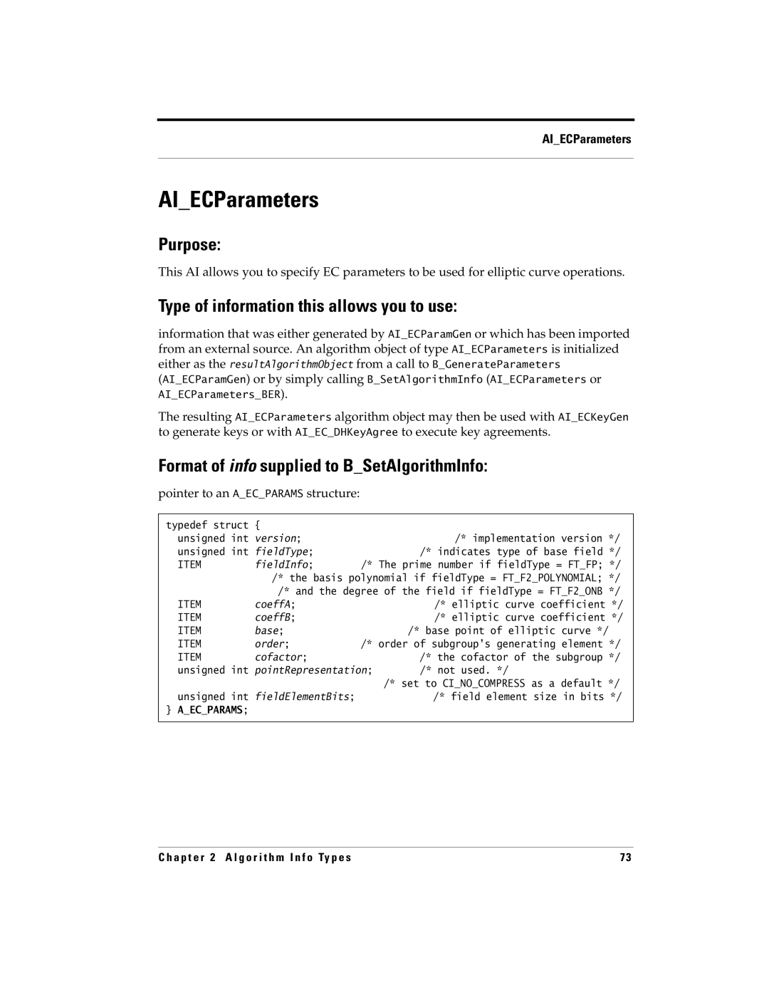 RSA Security 5 manual AIECParameters, Pointer to an Aecparams structure 