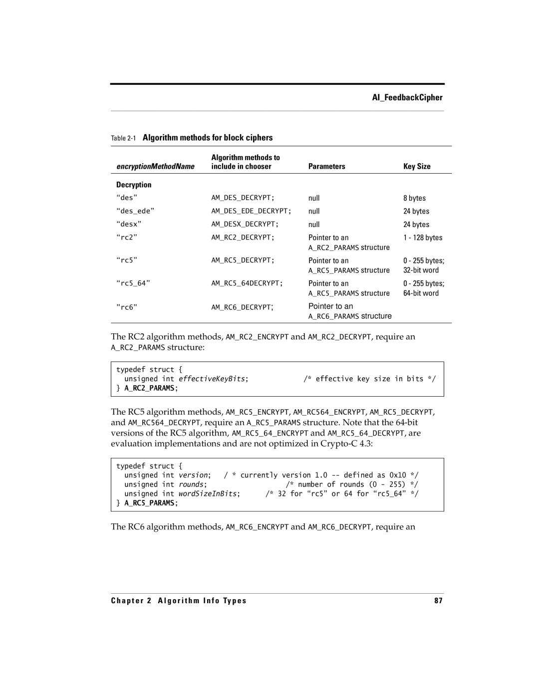 RSA Security 5 manual AIFeedbackCipher 