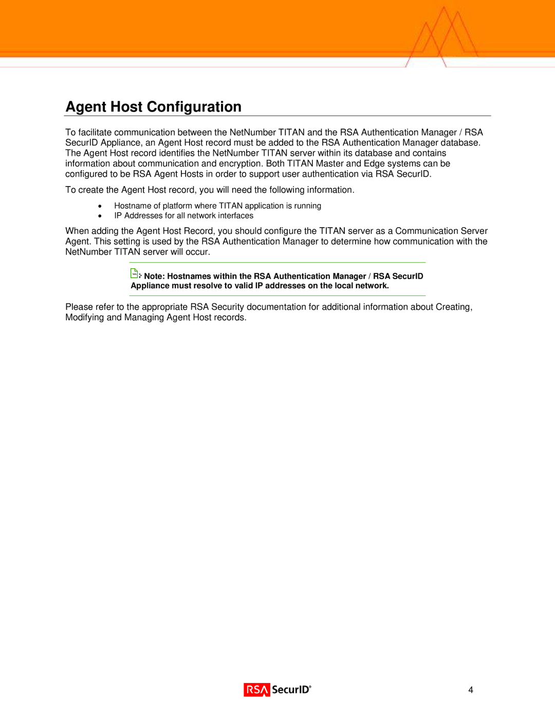 RSA Security 5.1 manual Agent Host Configuration 