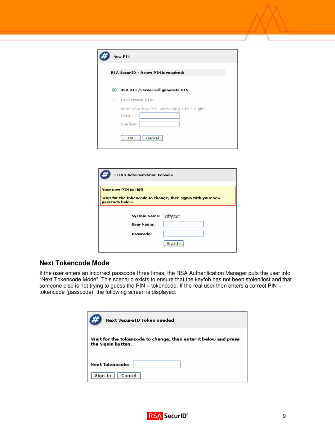 RSA Security 5.1 manual Next Tokencode Mode 