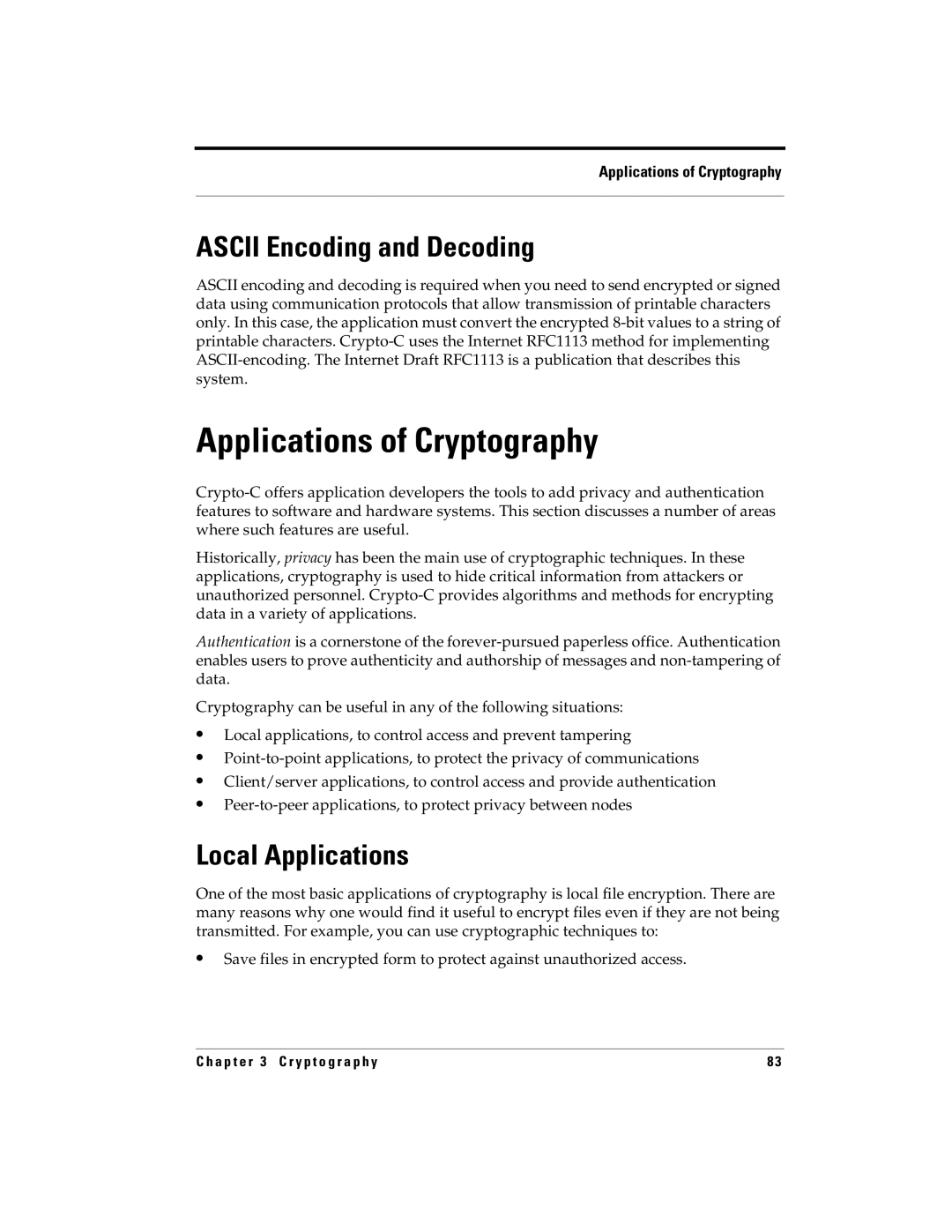 RSA Security 5.2.2 manual Applications of Cryptography, Ascii Encoding and Decoding, Local Applications 