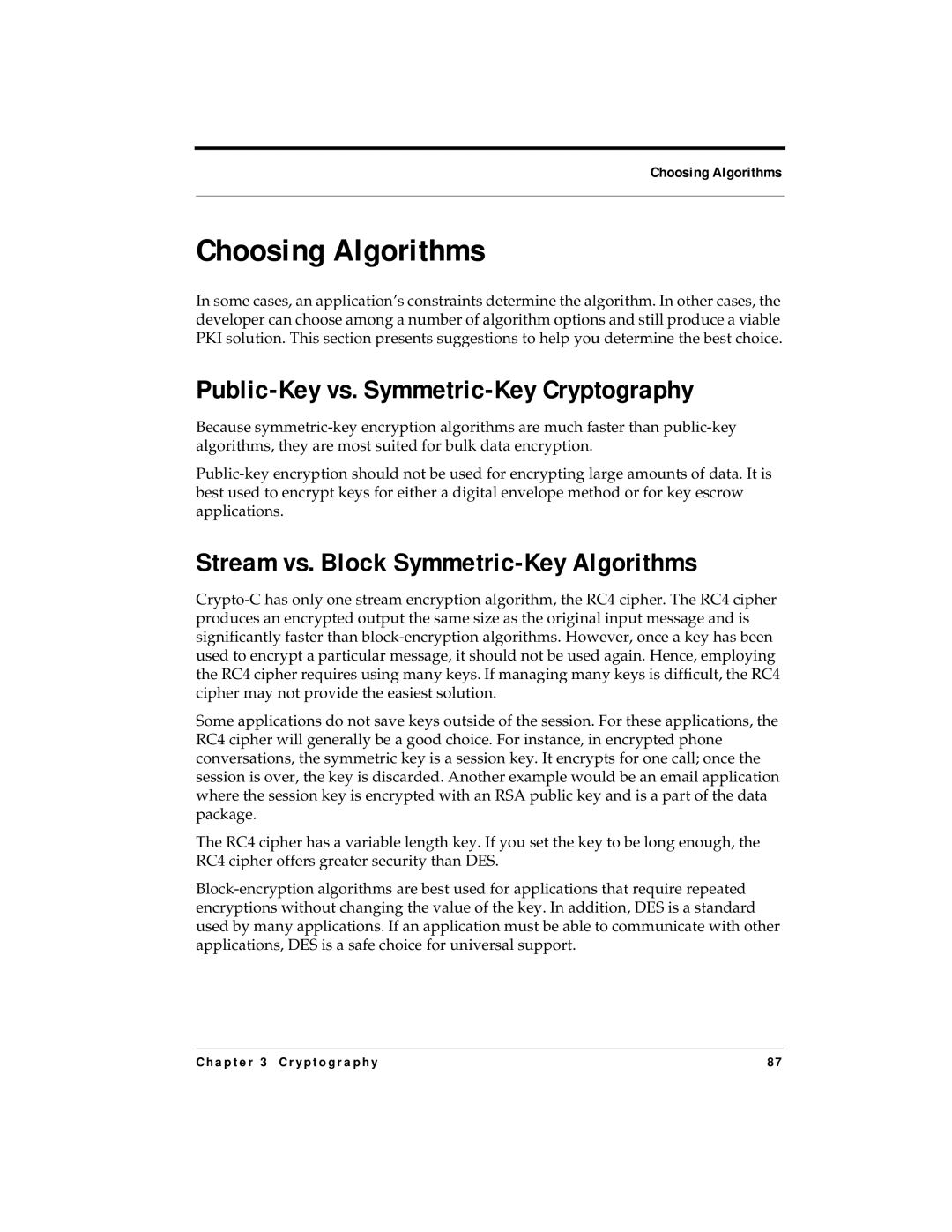 RSA Security 5.2.2 manual Choosing Algorithms, Public-Key vs. Symmetric-Key Cryptography 