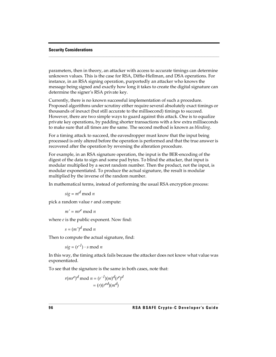 RSA Security 5.2.2 manual Pick a random value r and compute, = mre mod n 