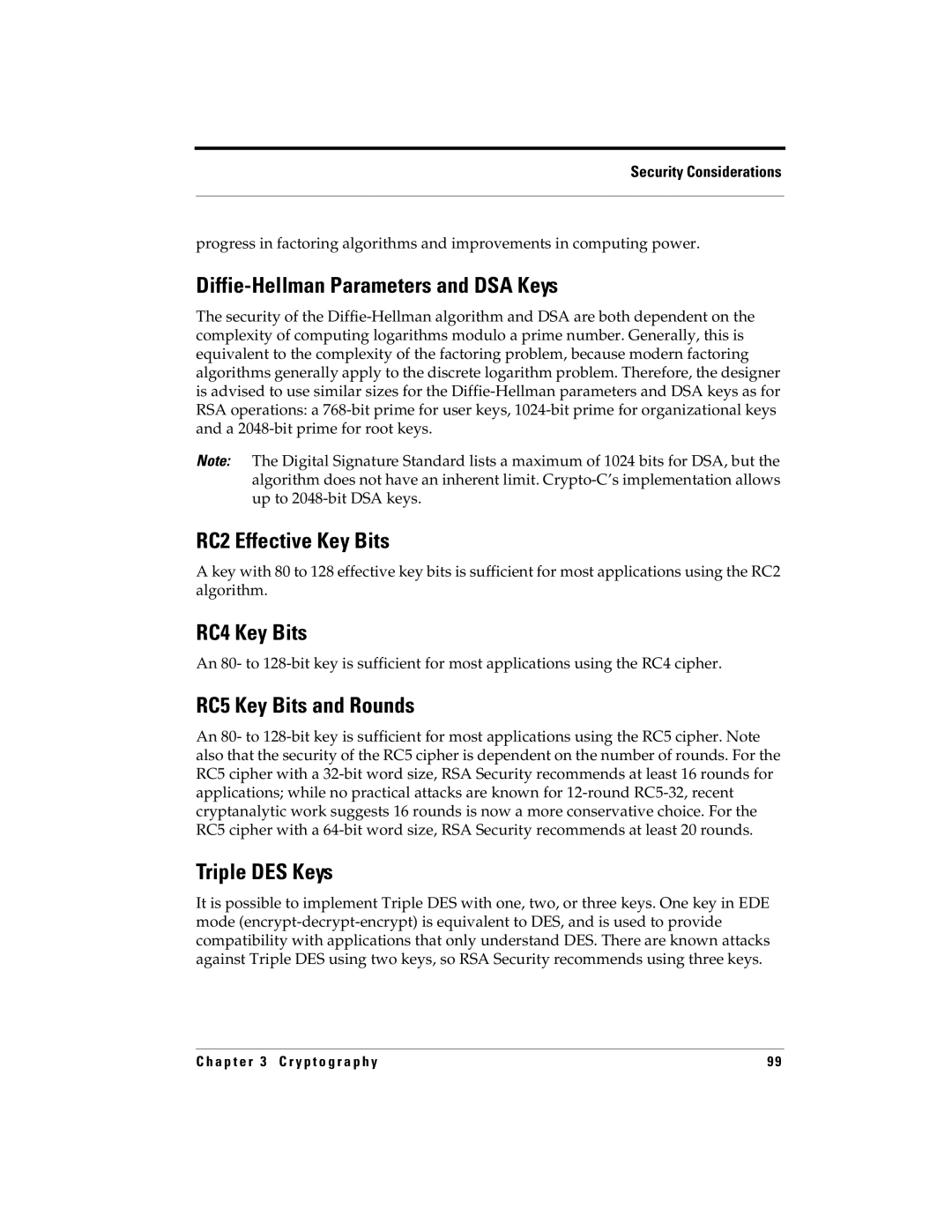 RSA Security 5.2.2 Diffie-Hellman Parameters and DSA Keys, RC2 Effective Key Bits, RC4 Key Bits, RC5 Key Bits and Rounds 