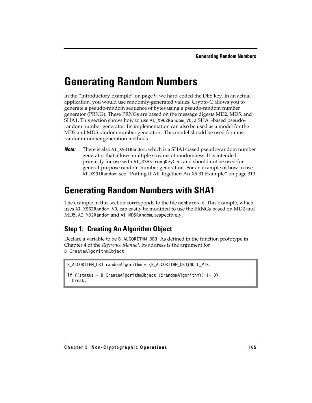 RSA Security 5.2.2 manual Generating Random Numbers with SHA1 