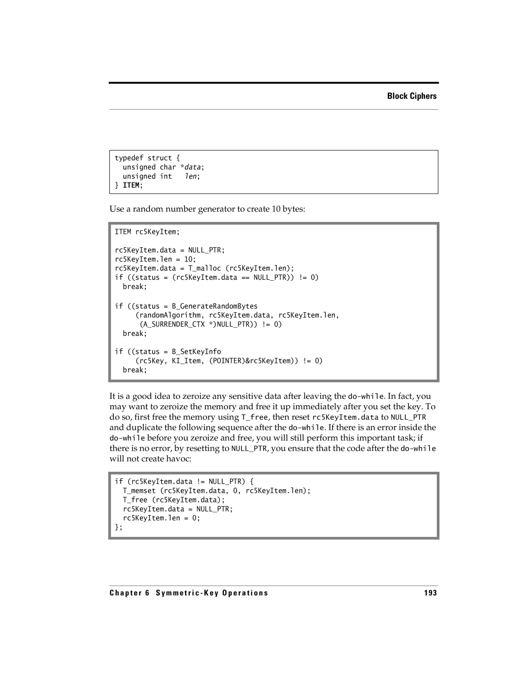 RSA Security 5.2.2 manual Use a random number generator to create 10 bytes, Item rc5KeyItem, If rc5KeyItem.data != Nullptr 