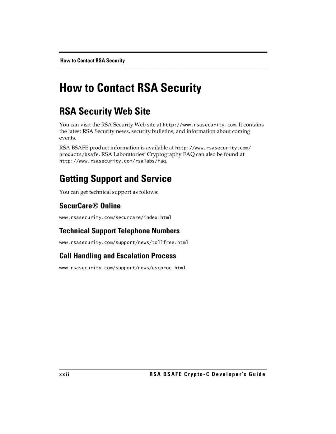 RSA Security 5.2.2 manual How to Contact RSA Security, RSA Security Web Site Getting Support and Service 