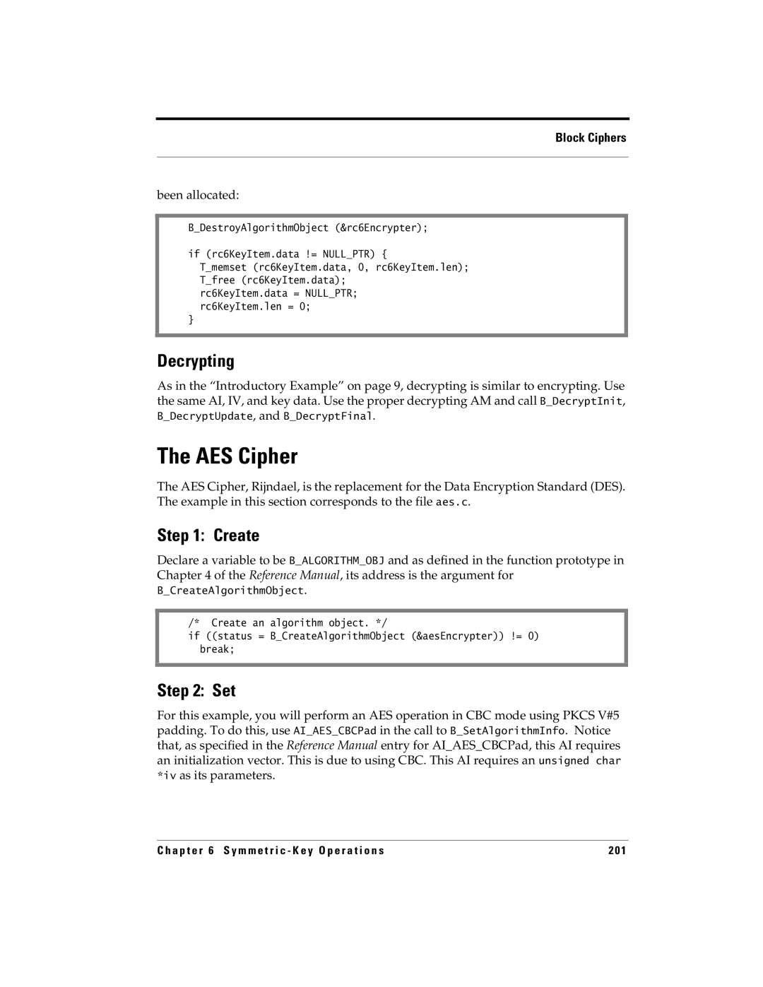 RSA Security 5.2.2 manual AES Cipher, Been allocated 