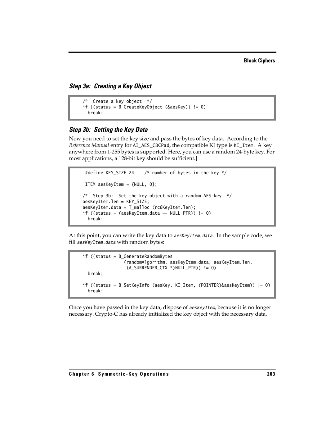 RSA Security 5.2.2 manual Creating a Key Object 