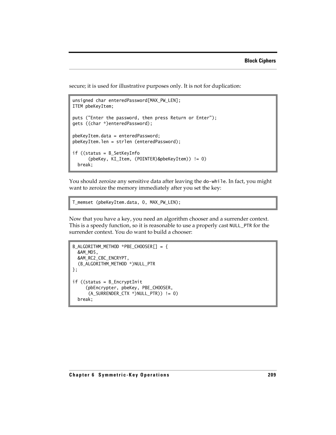 RSA Security 5.2.2 manual Tmemset pbeKeyItem.data, 0, Maxpwlen 