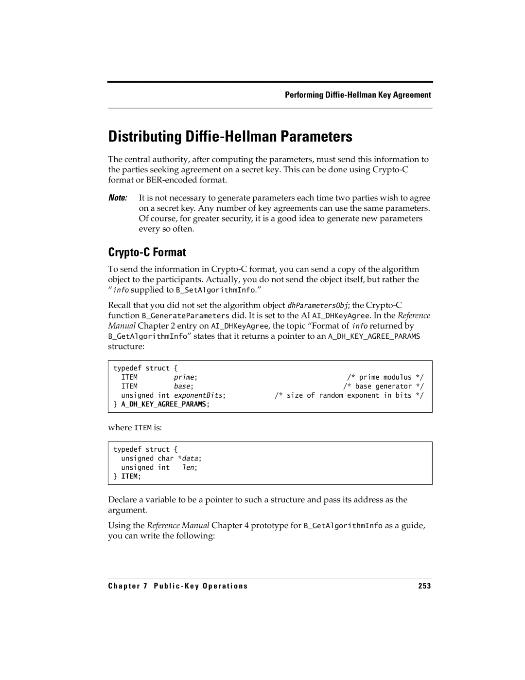 RSA Security 5.2.2 manual Distributing Diffie-Hellman Parameters, Base generator 